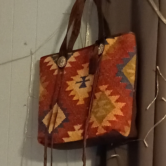 Ariat Southwestern Red and Yellow Tote Bag - Picture 1 of 16
